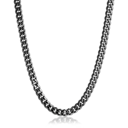 Italgem 7.7mm Men's Stainless Steel Black Cuban Link Chain