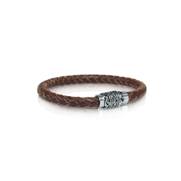 Italgem Men's Braided Brown Leather Bracelet
