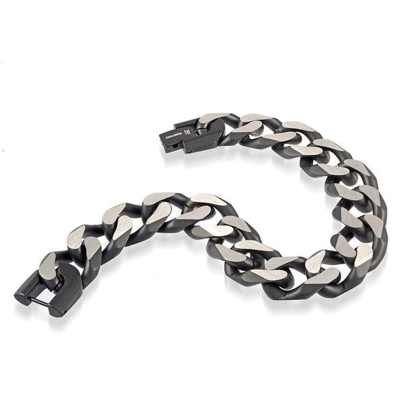 Italgem Stainless Steel Black Men's Curb Chain Bracelet