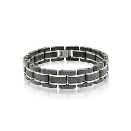 Italgem Stainless Steel Men's Black Link Bracelet