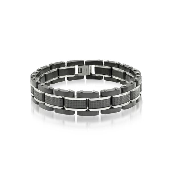 Italgem Steel Men's Black Link Bracelet