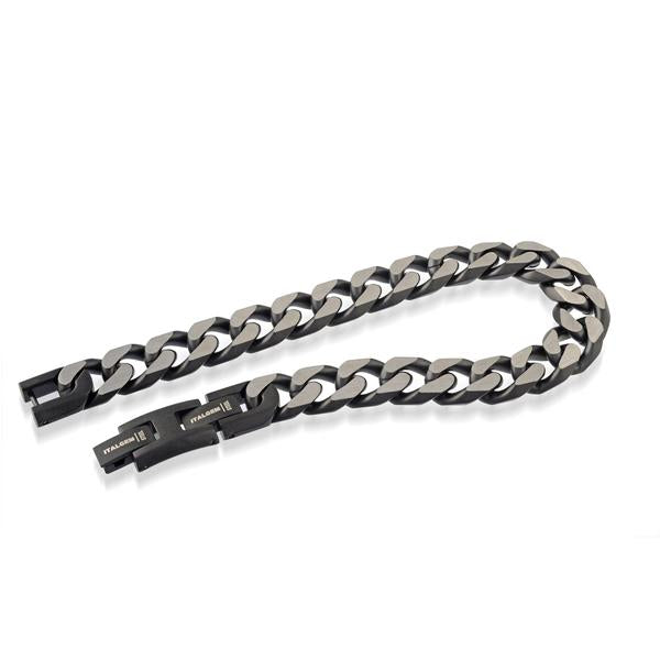 Italgem 11MM Stainless Steel Black Cuban Chain Bracelet