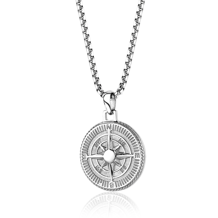 Italgem Steel North Star Compass Necklace