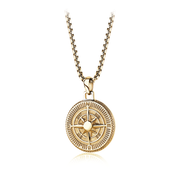 Italgem Men's Stainless Steel Yellow Gold Tone Compass Necklace