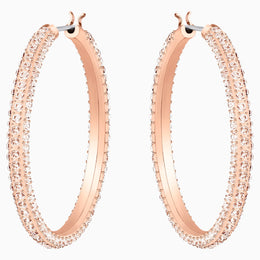 Swarovski Stone Hoop Earrings: Rose Tone