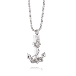 Italgem Stainless Steel Men's Anchor Memorial Vial Necklace