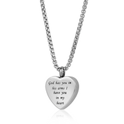 Italgem Steel Heart Memorial Ash Holder Vial Necklace