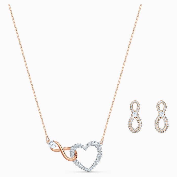Swarovski Infinity Heart Necklace and Earrings Mixed Set