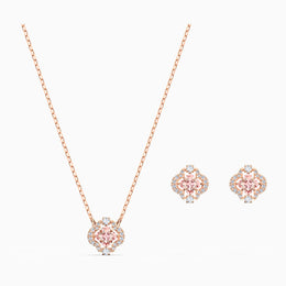 Swarovski Sparkling Dance Necklace & Earrings Jewellery Set: Pink