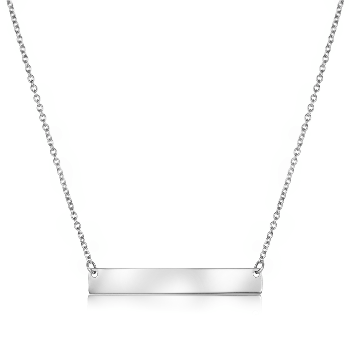 Italgem Stainless Steel Bar Necklace: Silver Tone