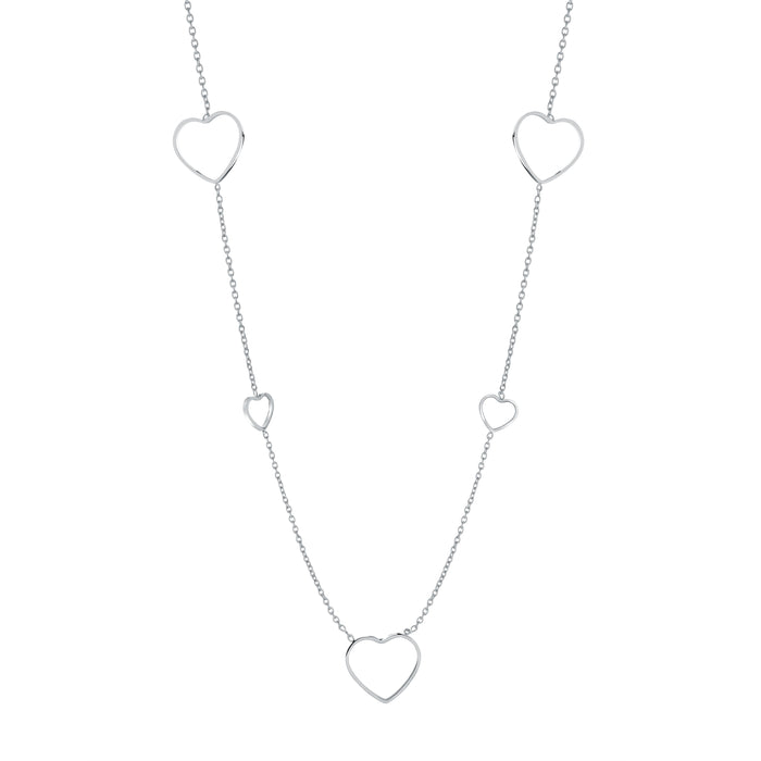 Italgem Stainless Steel Open Heart Necklace