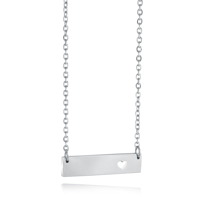 Italgem Stainless Steel Heart Bar Necklace