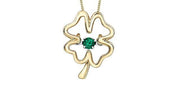 10K Yellow Gold Lab Grown Emerald Clover Necklace