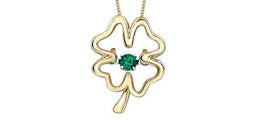 10K Yellow Gold Lab Grown Emerald Clover Necklace
