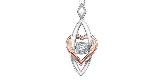 White & Rose Gold Diamond Heart Pendant