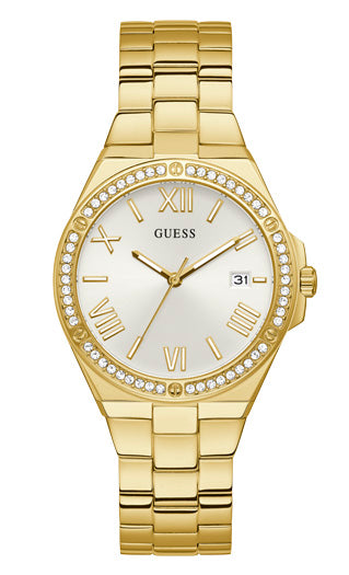 Guess Harper Watch With Crystals: Gold-Tone