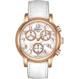 T-Classic Dressport Chronograph Mother of Pearl Dial White Leather Women's Watch T0502173611200