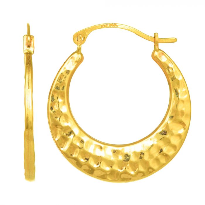 Yellow Gold Hammered Hoops