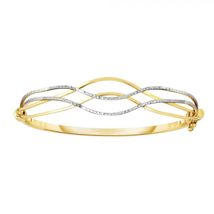 Two Tone Gold Wave Bangle